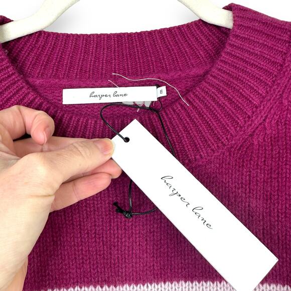 Harper Lane NWT 100% Cashmere Pink Color Block Knit Soft Wide Sleeves Sweater - Picture 5 of 6